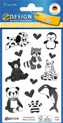 Brokatowe naklejki - Czarno białe zwierzątka - Zdesign