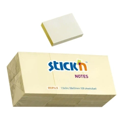 Paczka Notes samoprzylepny 38x51 mm żółty pastel 12 notesów po 100 kartek - STICKN