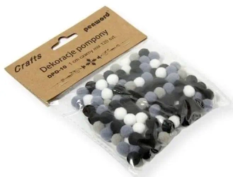 Dekoracje pompony 1cm mix czarny 120szt - Penword