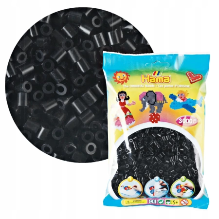 Koraliki do prasowania CZARNE 3000 szt. Hama Midi prasowanki 201-18