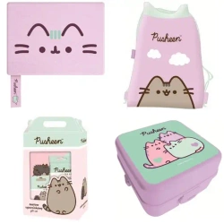 Plecak szkolny Pusheen + piórnik + notes + teczka + wyprawka+ worek +bidon