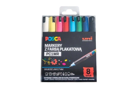 Markery plakatowe PC-1MR 8 kolorów POSCA UNI - Uni Mitsubishi Pencil
