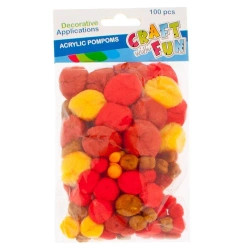 Craft with Fun Ozdoba dekoracyjna Pompon Kol Akryl 100szt Pbh 12/144