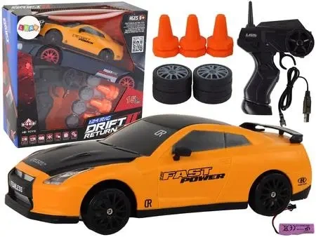 Autko sportowe R/C 1:24 wymienne koła żółte - Leantoys