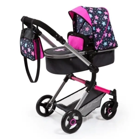 Wózek dla lalek różowo-czarny Neo Vario - Bayer Design