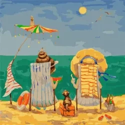 Malowanie po numerach - W leżakach 40x40 - Ideyka