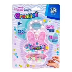 Zestaw koralików Zajączek 250szt + 2m gumek ASTRA - ASTRA papiernicze