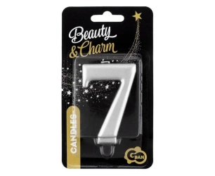 Świeczka B&C 7 metalik srebrna 8,0cm - Godan