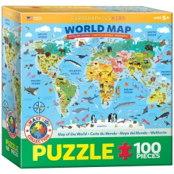 Puzzle 100 Smartkids Illustrated Map of the World 6100-5554 - Eurographics