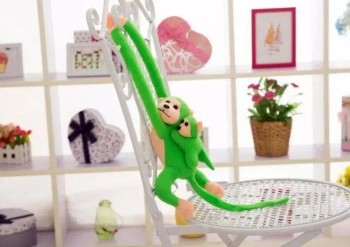 Maskotka małpka z dzieckiem zielona 90cm - Leantoys