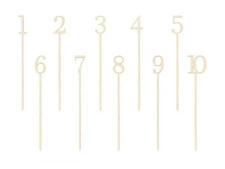 Drewniane numery na stół 25cm 10szt - PartyDeco
