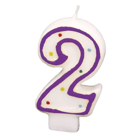 Świeczka cyferka 2 kropki 7,3cm - Amscan