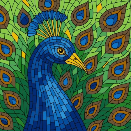 Malowanie po numerach - Witraż. Paw 30x30cm - Ideyka