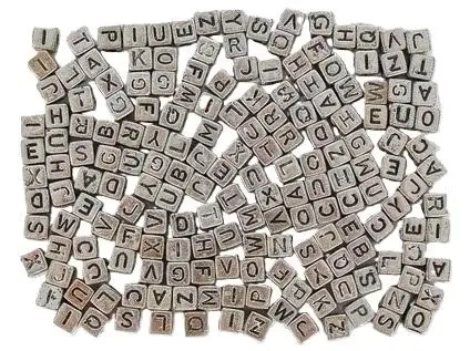 Koraliki ABC - Srebrne literki 6mm 30g - Fandy