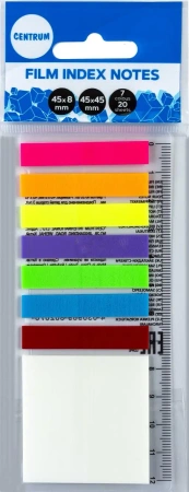 Zakładki indeksujące foliowe 7 neonowych kolorów z notesem i linijką - Panta Plast