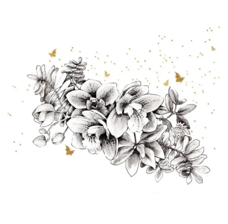 Karnet złocony kwadrat Kwiaty - Clear Creations