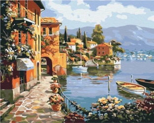 Malowanie po numerach BRUSHME 40x50 cm Przytulne Miasto Nadmorskie