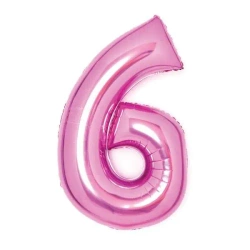 Balon foliowy cyfra 6 różowa 46x66cm - Amscan