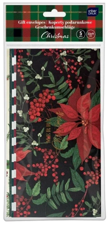 Koperty podarunkowe 22x11cm 5szt Christmas - INTERDRUK