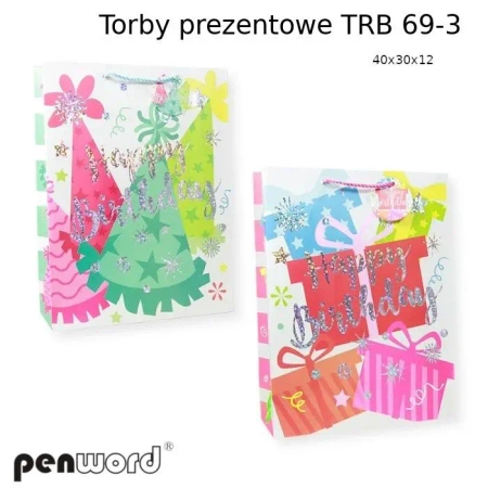 Torebka prezentowa urodzinowa 40x30x12cm MIX - Penword