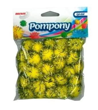 Pompony metaliczne złote 2cm - Brewis