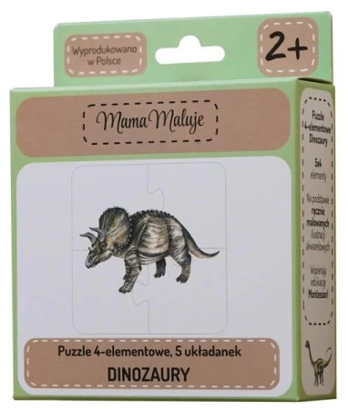 Puzzle 4-elementowe Dinozaury - Mama Maluje