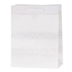 Torebka Lux z brokatem duża biała ROZETTE