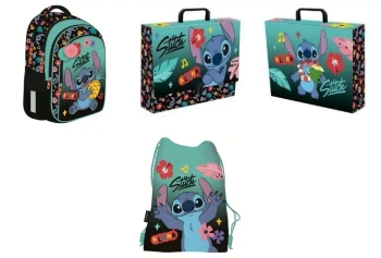 Plecak szkolny Lilo Stitch + piórnik z wyposażeniem+worek+teczka +fartuszek