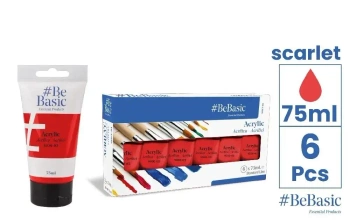 Farba akrylowa - czerwień szkarłatna 75ml (6szt) - BeBasic