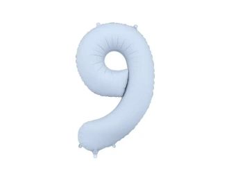 Balon foliowy cyfra 9 86cm mglisty niebieski - PartyDeco