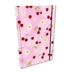 Notes A5 kratka z gumką Soft Touch Wisienki w różu - EV-Corp