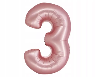 Balon foliowy Smart cyfra 3 j. różowa matowa 76cm - Godan