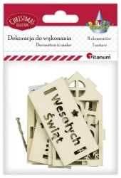 Zawieszka drewniana 3D domek ażurowy 69x56x85mm - Titanum