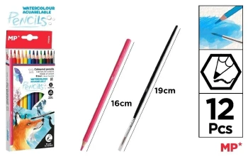 Kredki akwarelowe + pędzelek 12 kolorów - MP Main Paper