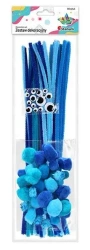 Zestaw druciki, pompony, oczka niebieski 80szt - Titanum