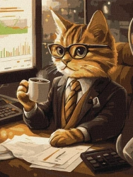 Malowanie po numerach - Kot biznesmen 30x40cm - Ideyka