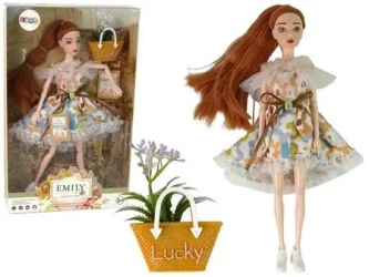 Lalka Emily jesienna długie rude włosy, kwiaty - Leantoys