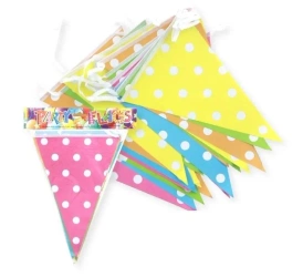 Girlanda flagi w kropki mix kolorów 27.5cmx6m - Penword