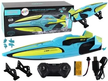 Łódź zdalnie sterowana żółto-turkusowa - Leantoys