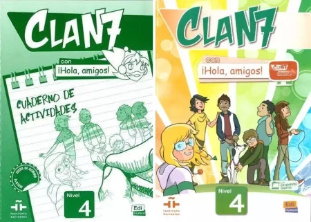 CLAN 7 CON HOLA AMIGOS 4 PODRĘCZNIK + ĆWICZENIA - praca zbiorowa