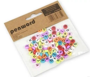Koraliki literki rolorowe 7x7mm 100szt - Penword