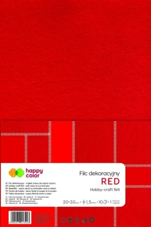 Filc dekoracyjny czerwony 10szt HAPPY COLOR - GDD