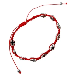 Różaniec 10-tka sznurek czerwony z krzyżykami - Art Sacrum