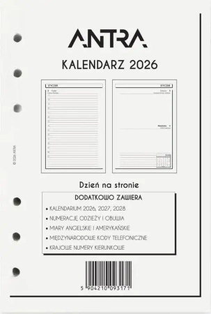 Wkład kalendarzowy 2026 A5 DNS - Antra