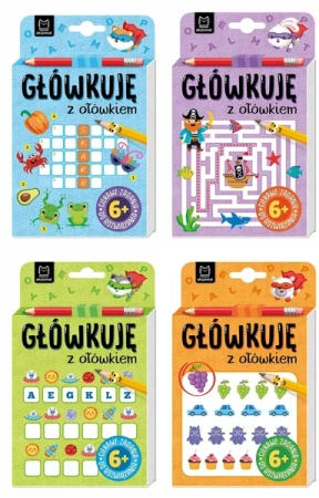 Główkuję z ołówkiem 6+ Książeczka fioletowa niebieska pomarańczowa zielona - Opracowanie zbiorowe