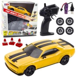 Auto sportowe RC z wymiennymi kołami żółte - Leantoys