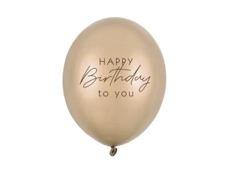 Balony Happy Birthday Metallic Cold Gold 30cm 6szt - PartyDeco