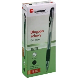 Długopis żelowy 0,5mm czarny (12szt) - Titanum