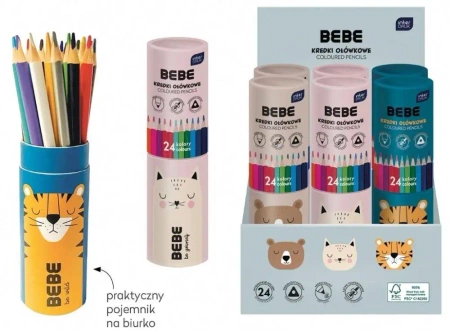 Kredki ołówkowe 24 kolory BB Kids tuba mix - INTERDRUK