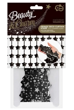 Kurtyna B&C gwiazdki czarne nadruk 100x200cm - Godan